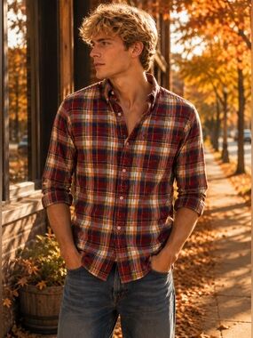 Y2K Abercrombie & Fitch Men's Plaid Button-Down Shirt